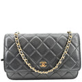 CHANEL CC WOC Calfskin Leather Wallet On Chain Crossbody Bag Black