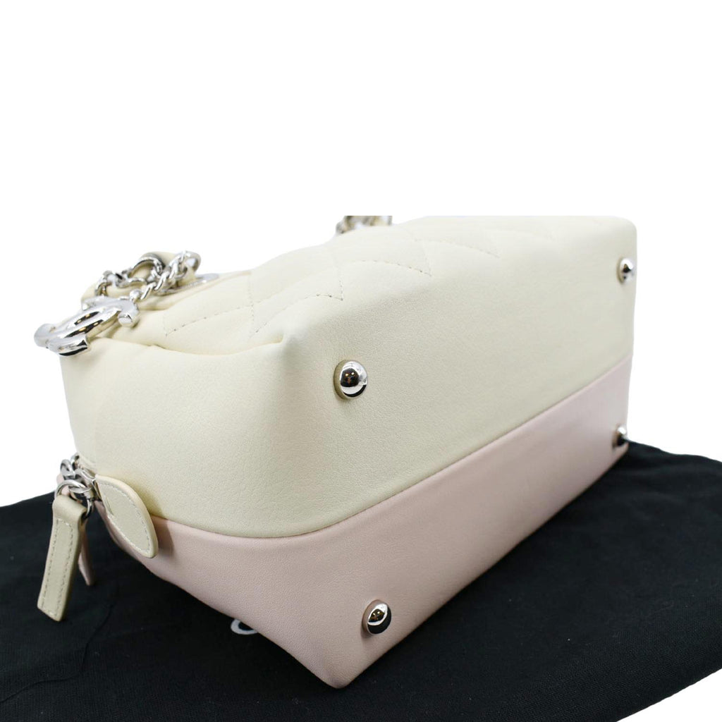 CHANEL Feather Weight Quilted Calfskin Bowling Bag Ivory