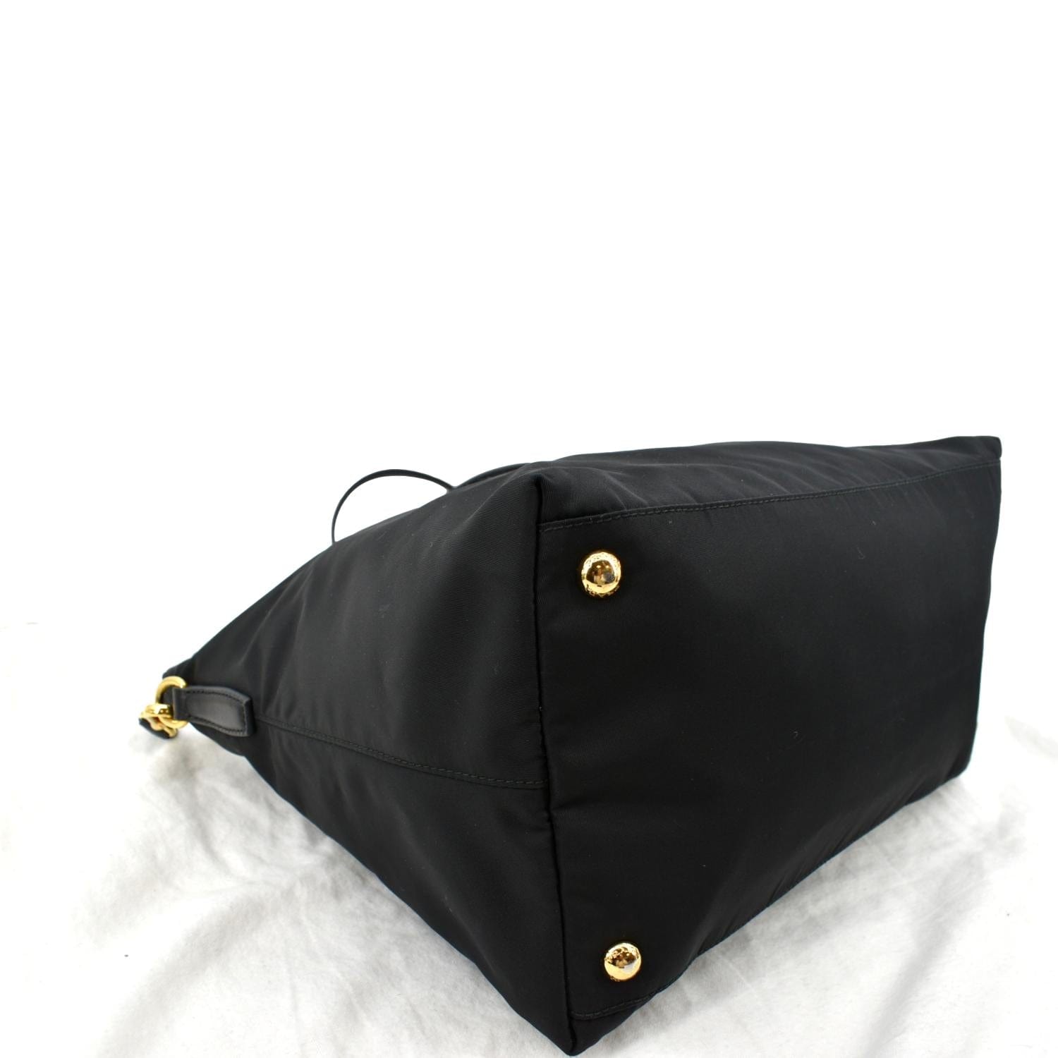 PRADA Tessuto Nylon & Saffiano Leather Tote Bag Black BN2541