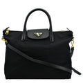 PRADA Tessuto Nylon & Saffiano Leather Tote Bag Black BN2541
