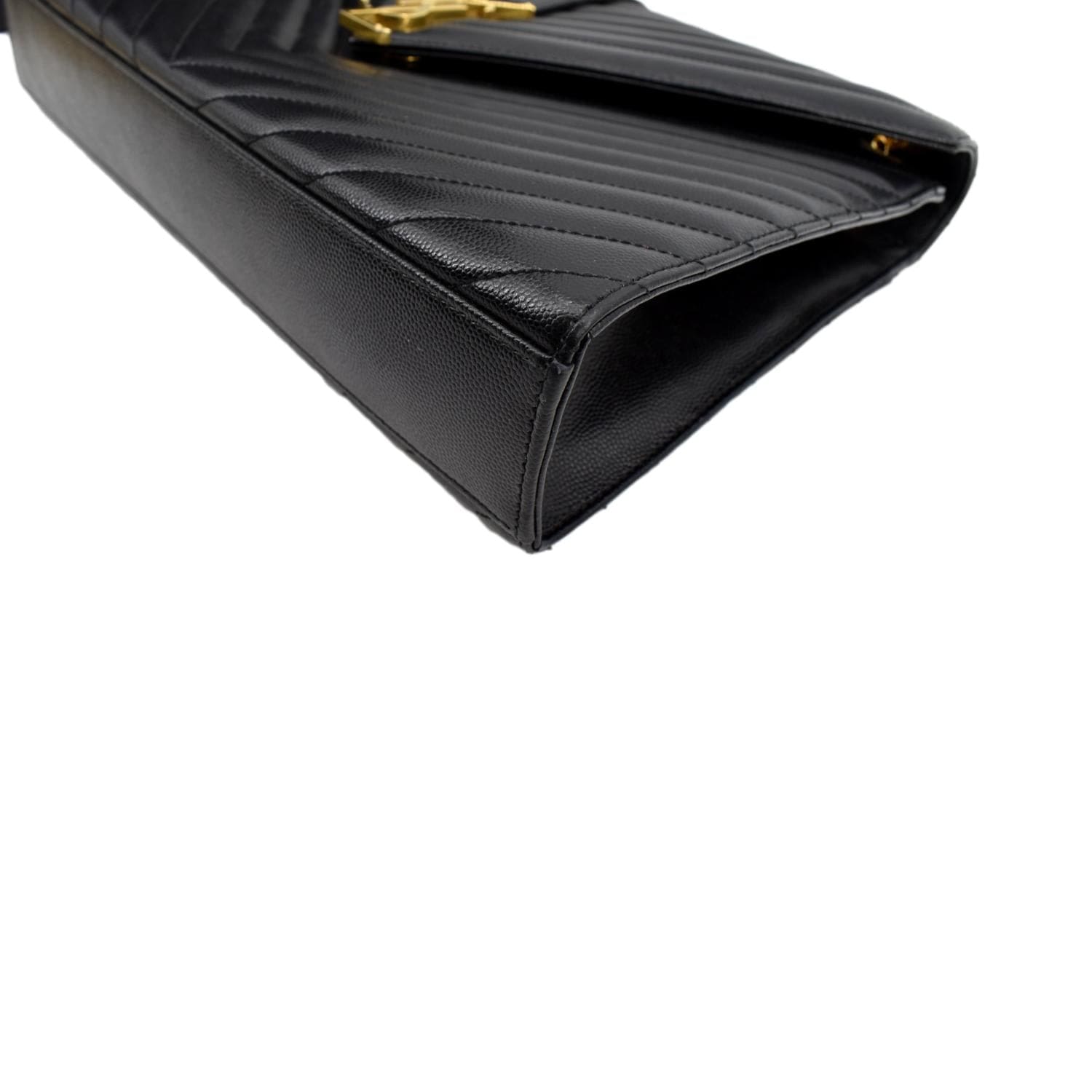 YVES SAINT LAURENT Large Envelope Mix Matelasse Grain De Poudre Chain Shoulder Bag Black