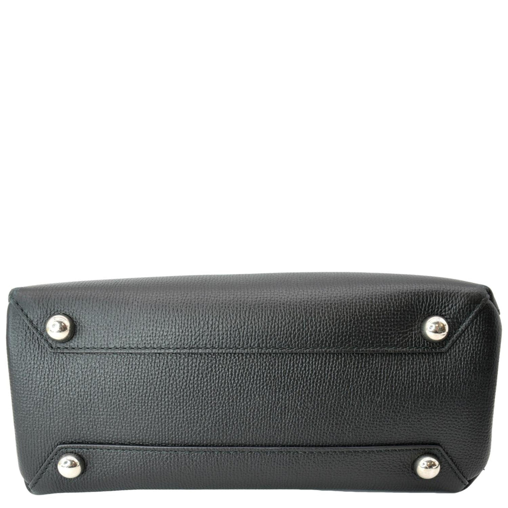 BURBERRY Banner Derby Medium Leather Tote Shoulder Bag Black