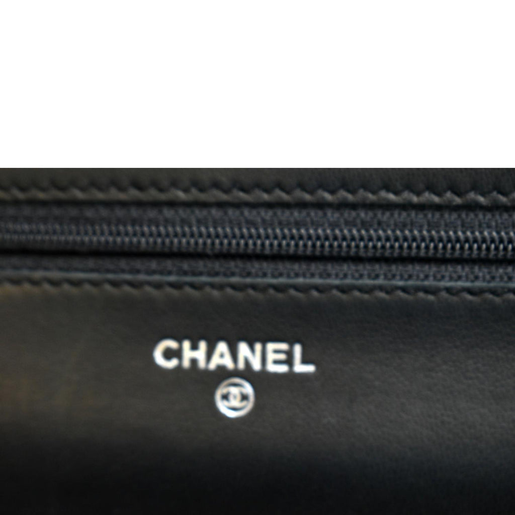 CHANEL Timeless WOC Patent Leather Wallet on Chain Shoulder Bag Black