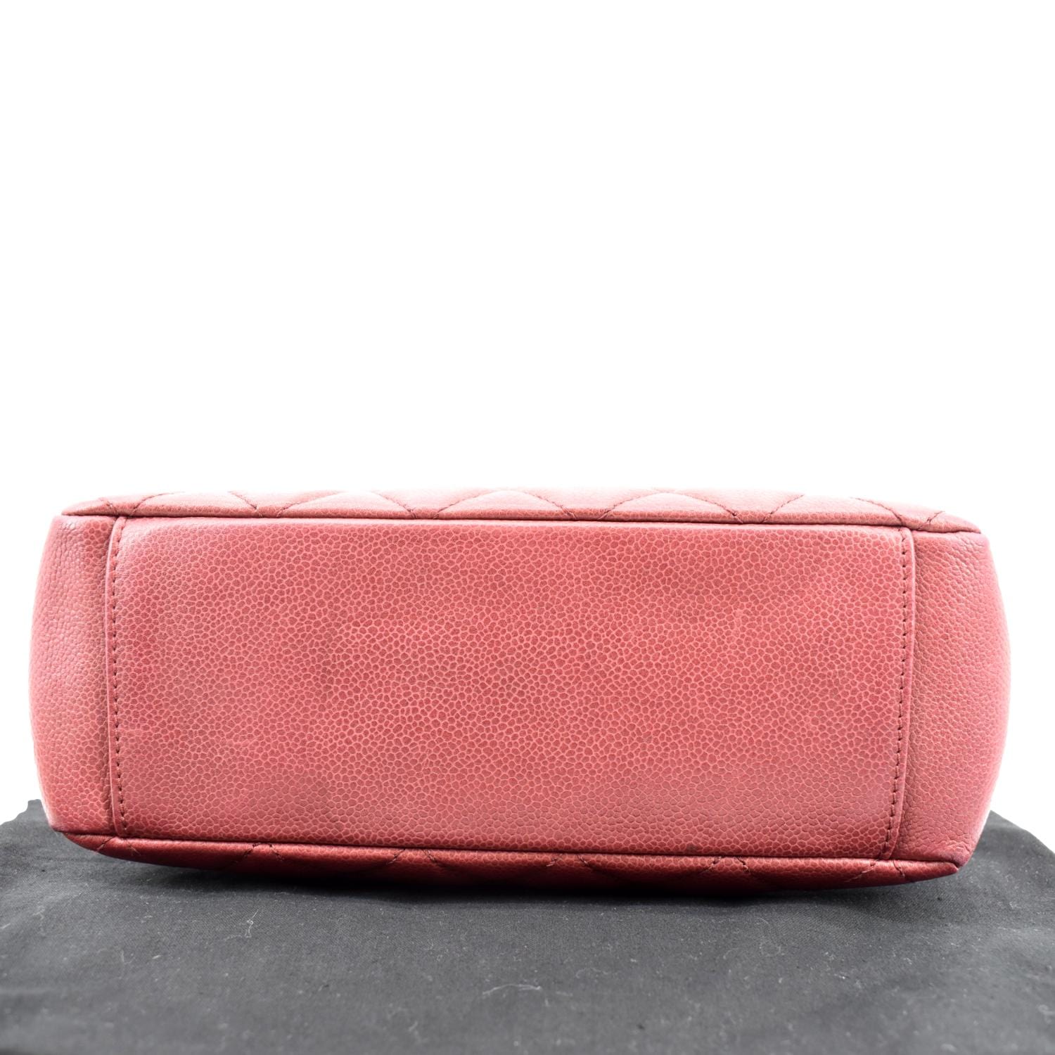 CHANEL PST Quilted Caviar Leather Petit Shopping Tote Bag Red