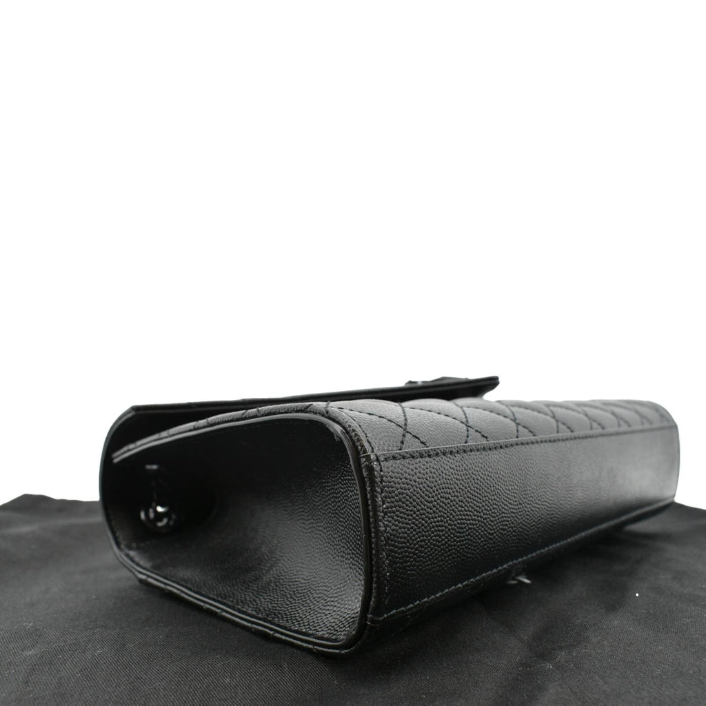 YVES SAINT LAURENT Medium Envelope Leather Chain Shoulder Bag Black