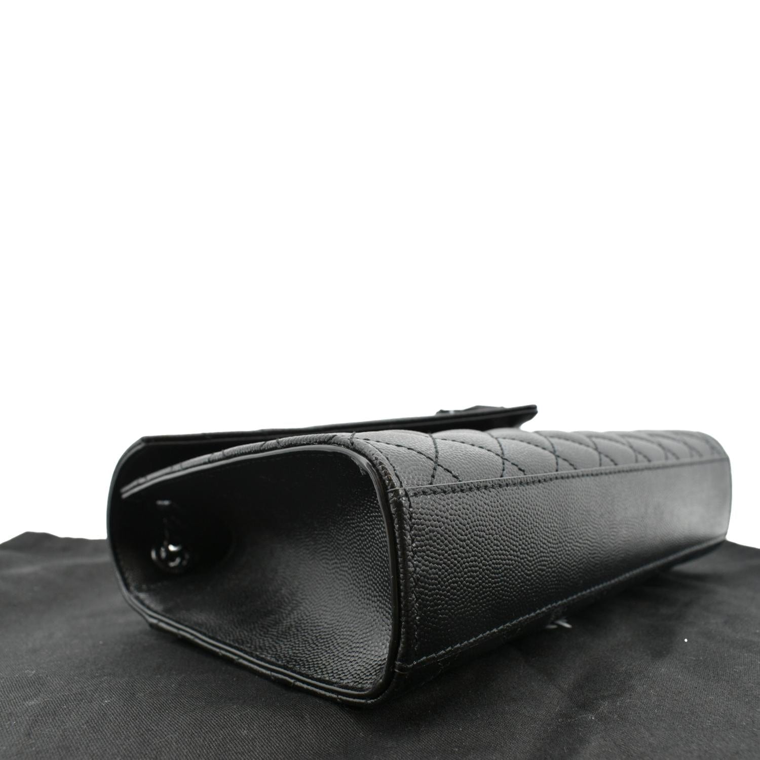 YVES SAINT LAURENT Medium Envelope Leather Chain Shoulder Bag Black