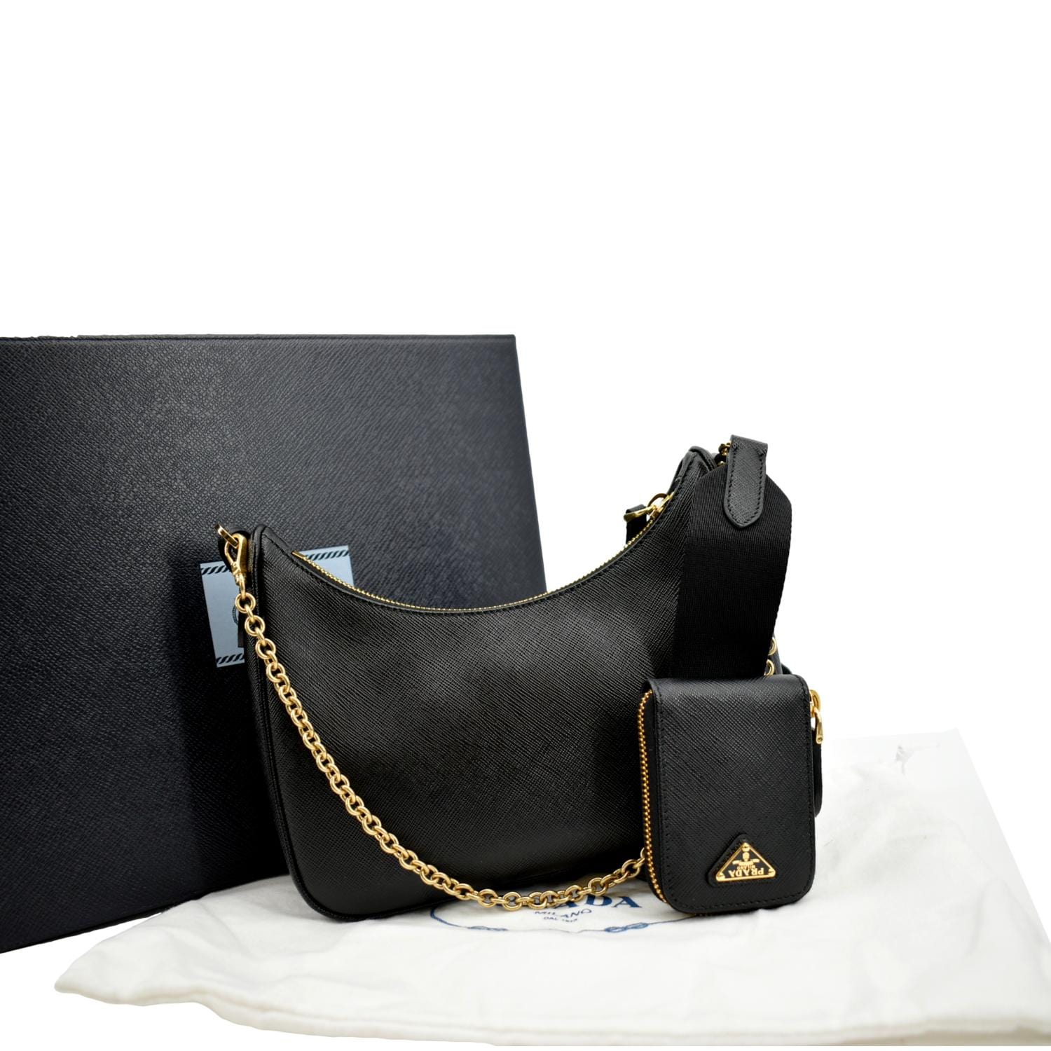 PRADA Re-Edition 2005 Saffiano Leather Shoulder Bag Black
