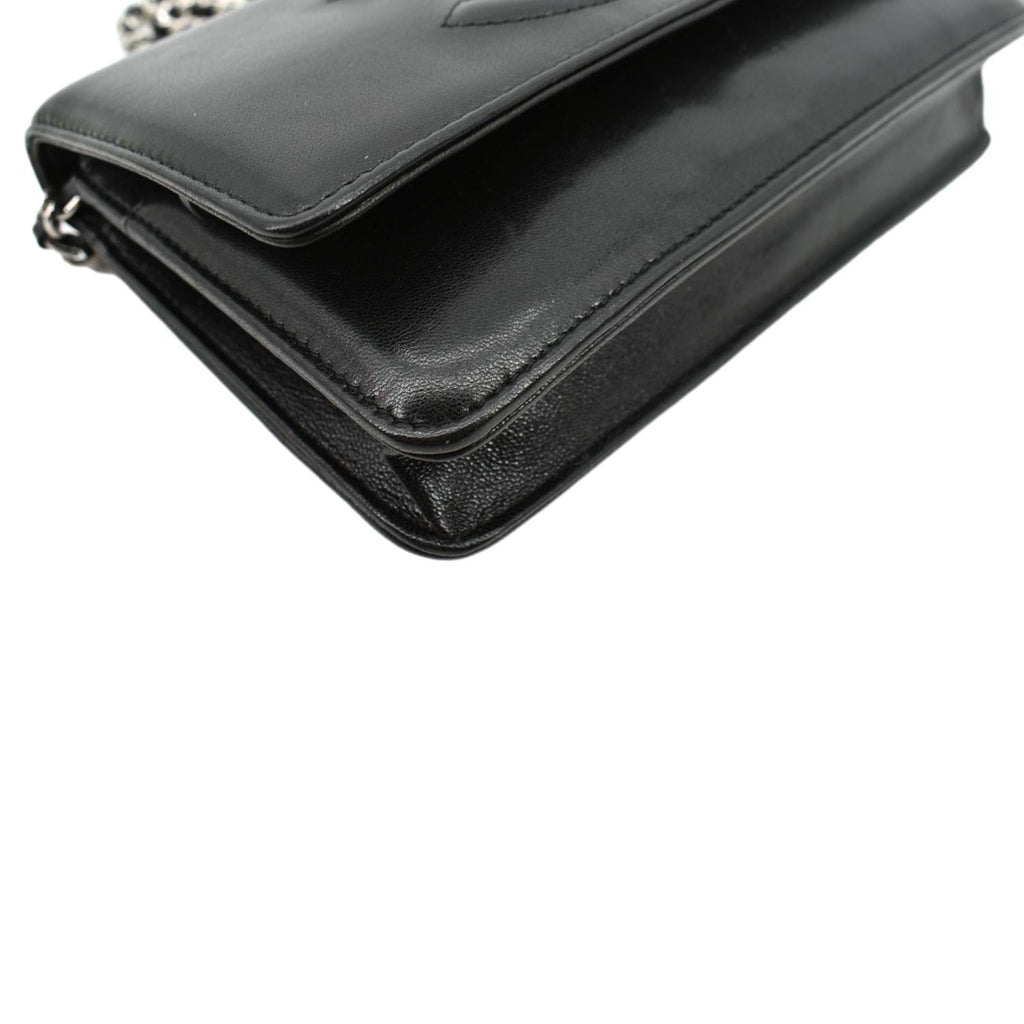 CHANEL Timeless WOC Patent Leather Wallet on Chain Shoulder Bag Black