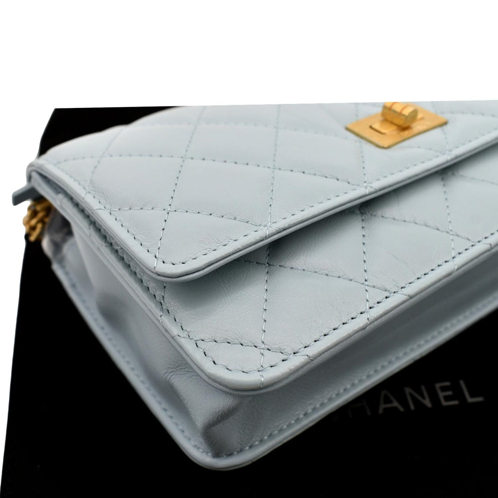 CHANEL Classic 2.55 Reissue WOC Quilted Leather Crossbody Bag Light Blue