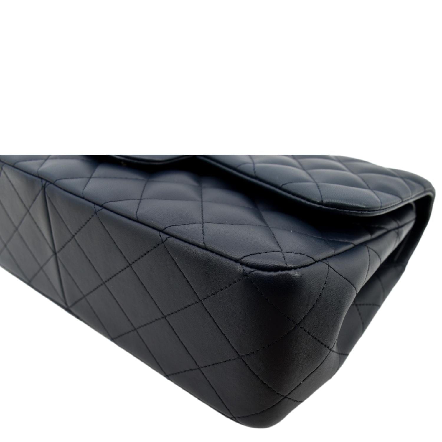 CHANEL Jumbo Double Flap Calfskin Leather Shoulder Bag Navy Blue