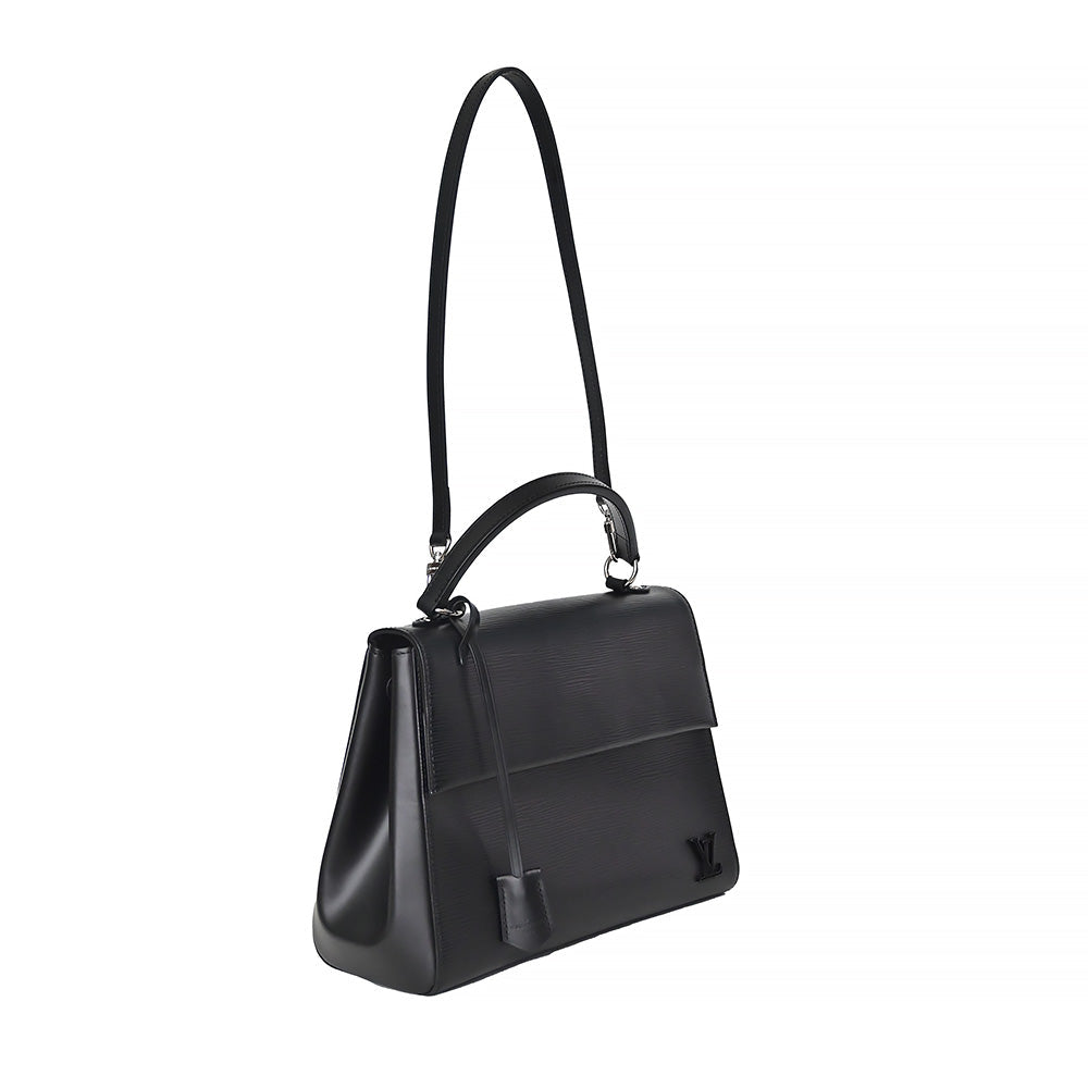 Black Epi Calfskin Leather Cluny MM Top Handle (Rented Out)