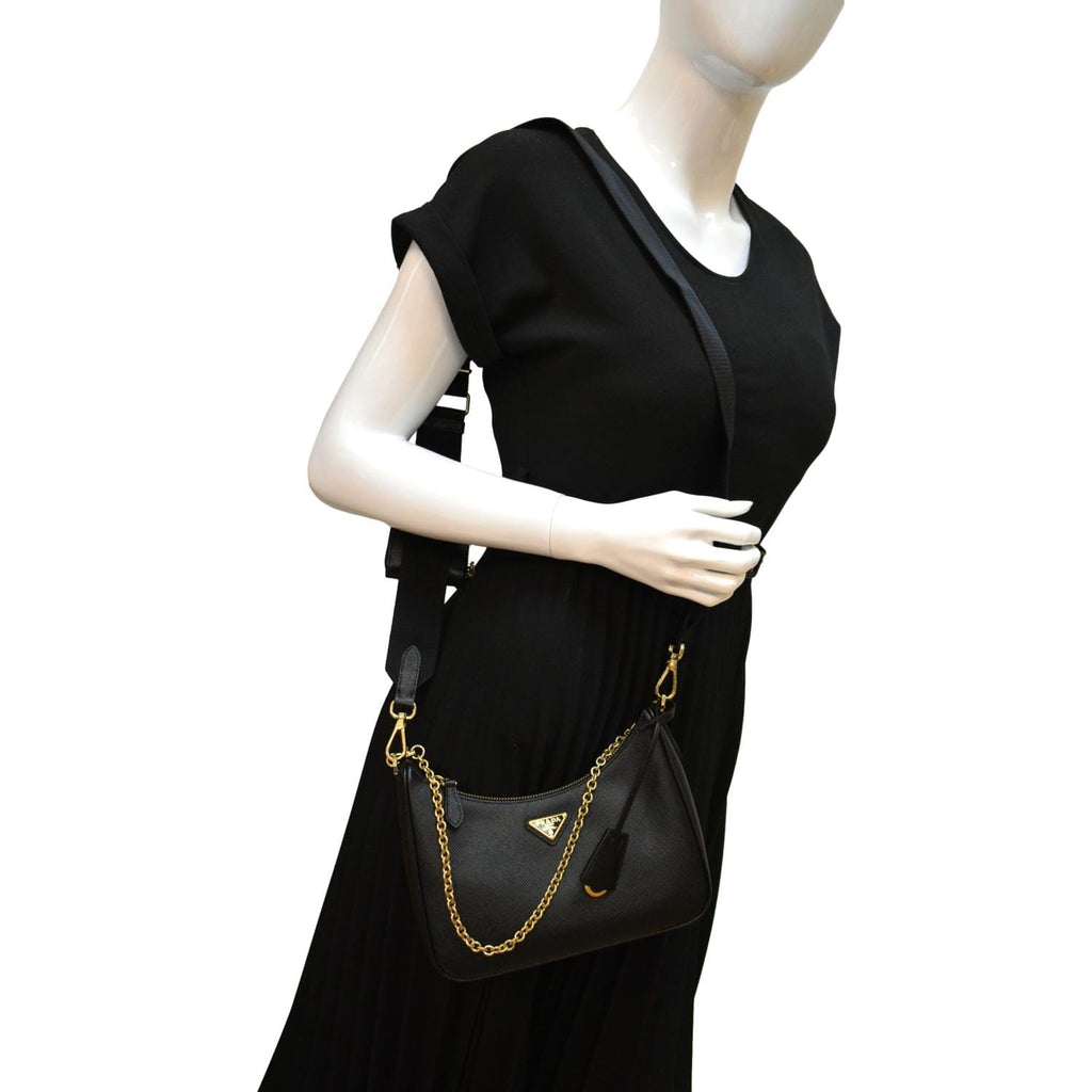 PRADA Re-Edition 2005 Saffiano Leather Shoulder Bag Black