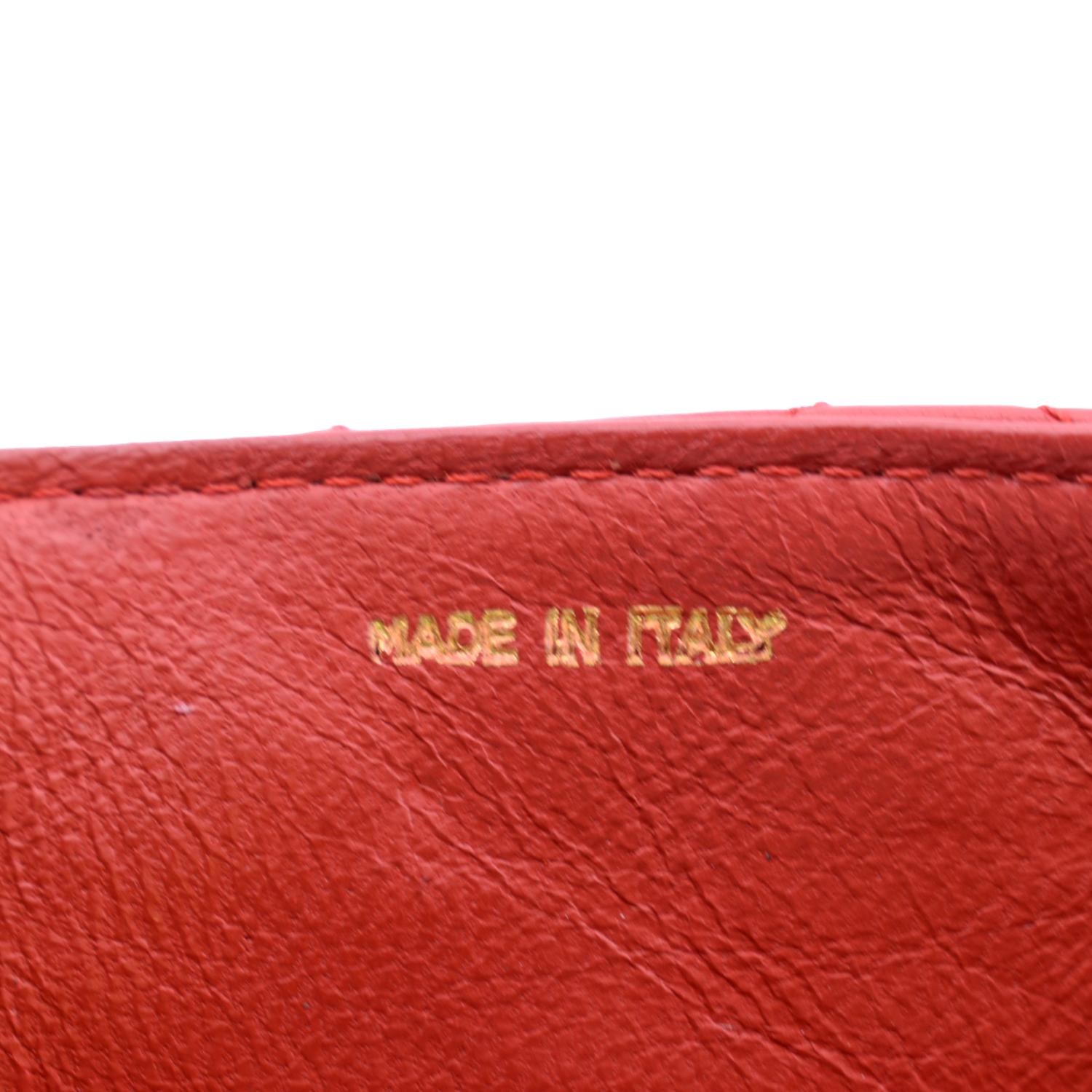 CHANEL Vintage Flap Lambskin Leather Shoulder Bag Red