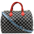 LOUIS VUITTON Speedy 30 Bandouliere Damier Shoulder Bag Black White