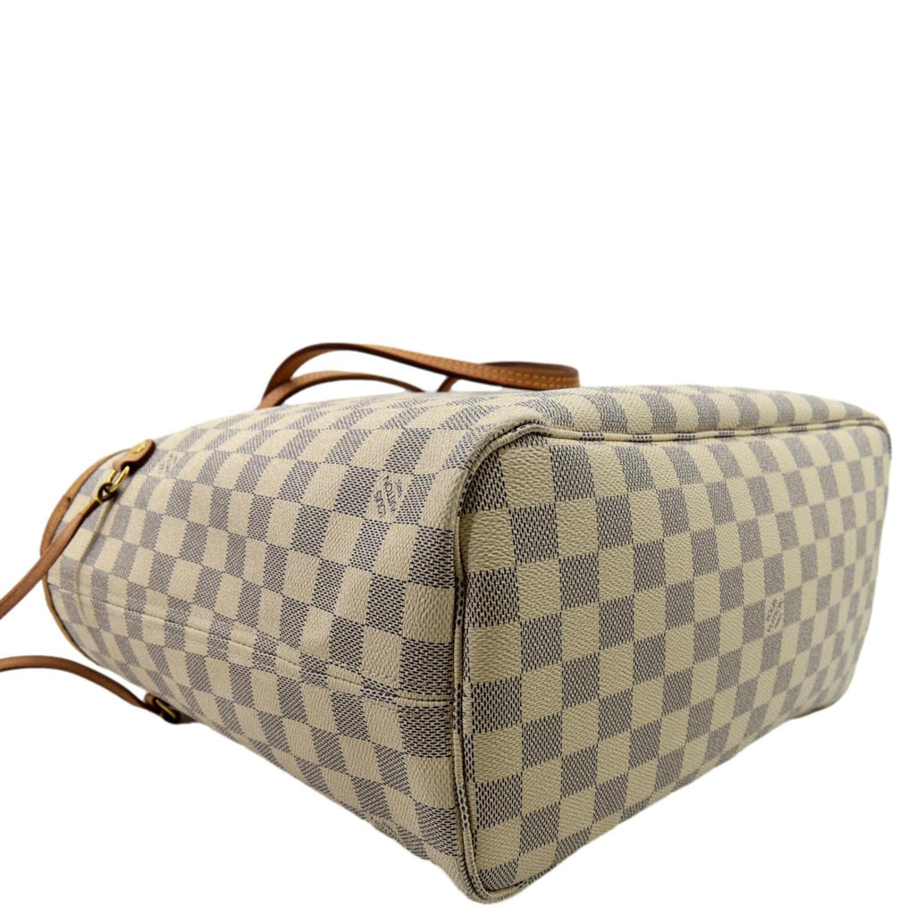LOUIS VUITTON Neverfull MM Damier Azur Tote Bag White - Sold