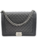 CHANEL Large Boy Flap Leather Shoulder Bag Black