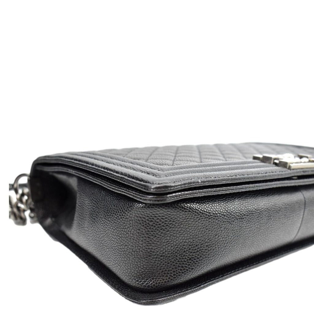 CHANEL Large Boy Flap Leather Shoulder Bag Black