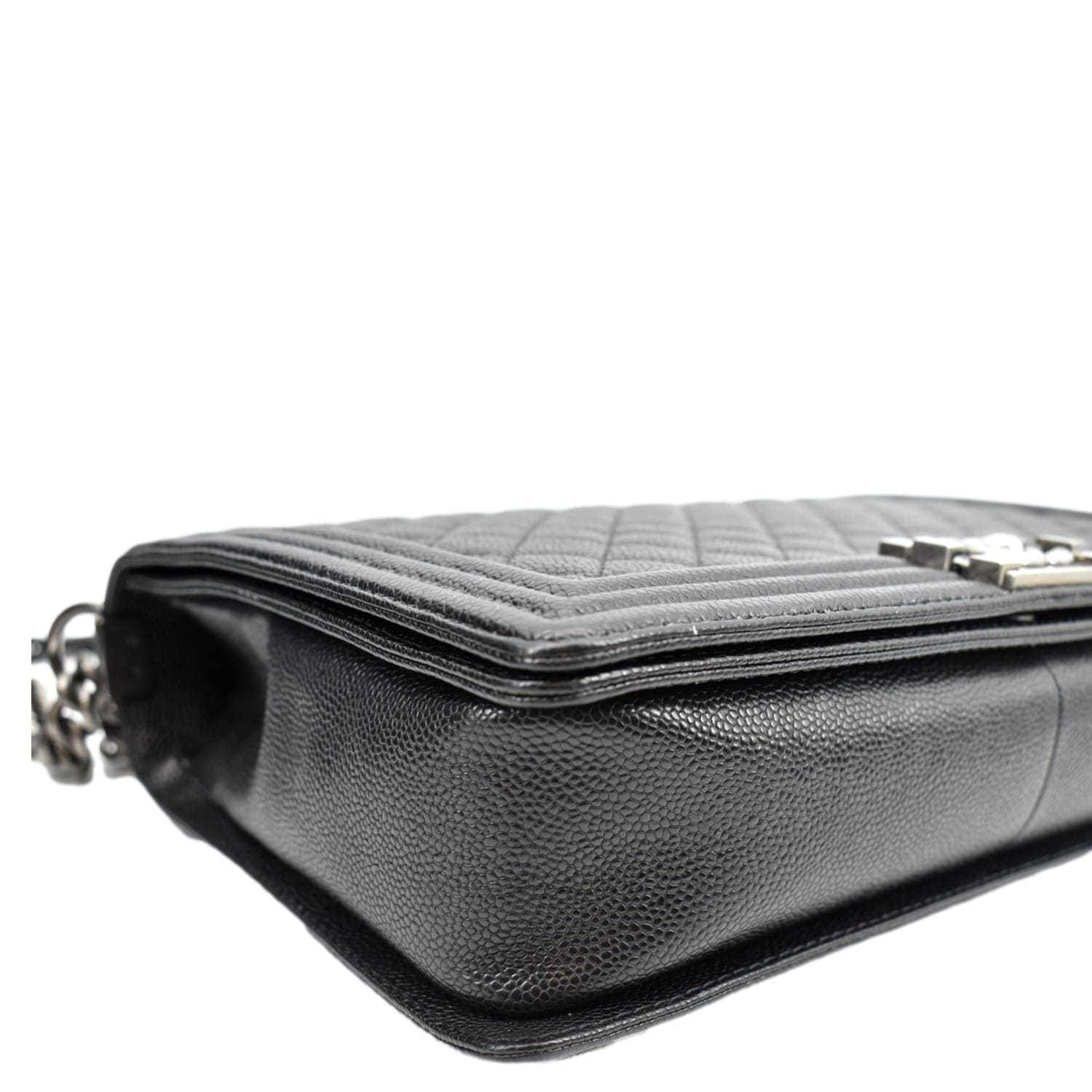 CHANEL Large Boy Flap Leather Shoulder Bag Black