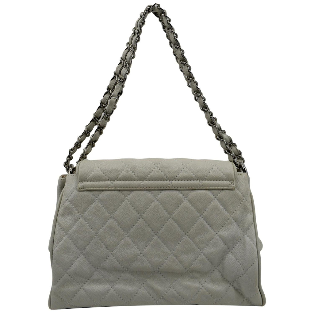 CHANEL Timeless Accordion Flap Caviar Leather Shoulder Bag White