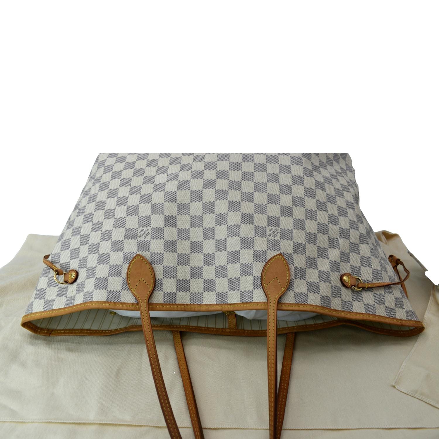 LOUIS VUITTON Neverfull GM Damier Azur Tote Shoulder Bag White