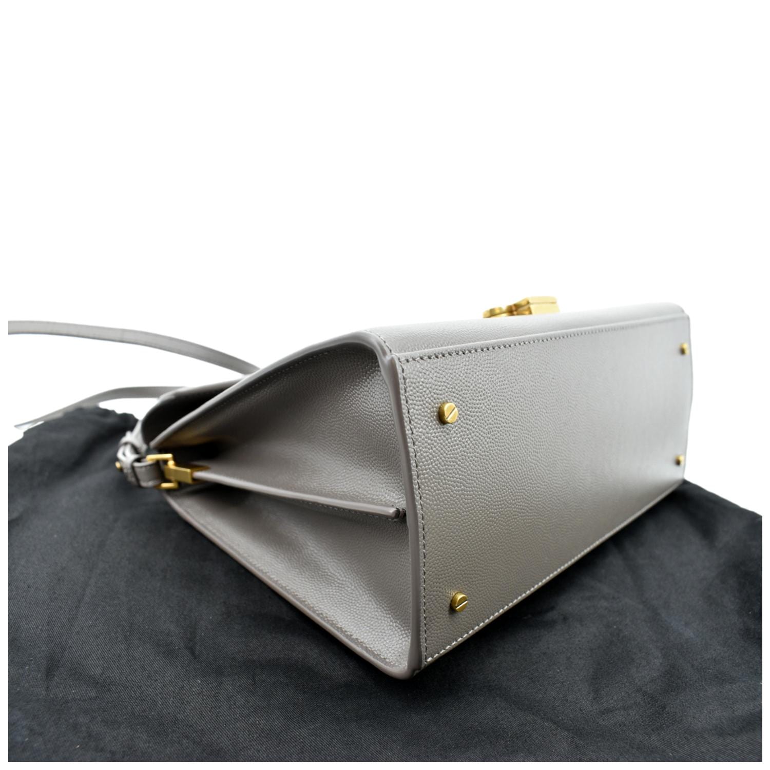YVES SAINT LAURENT Cassandra Medium Calfskin Leather Shoulder Bag Fog