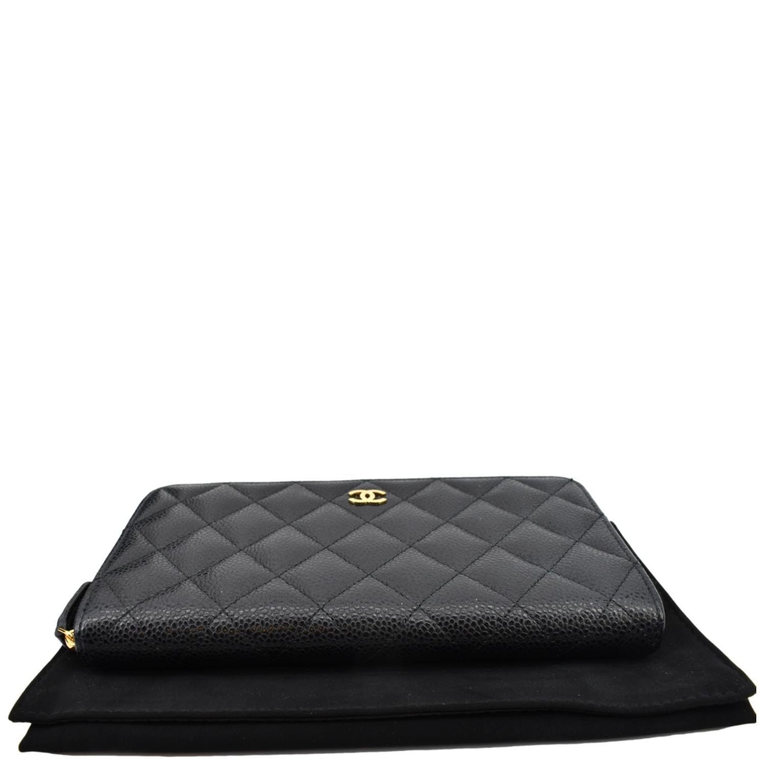 CHANEL Long Zippy Caviar Leather Wallet Black