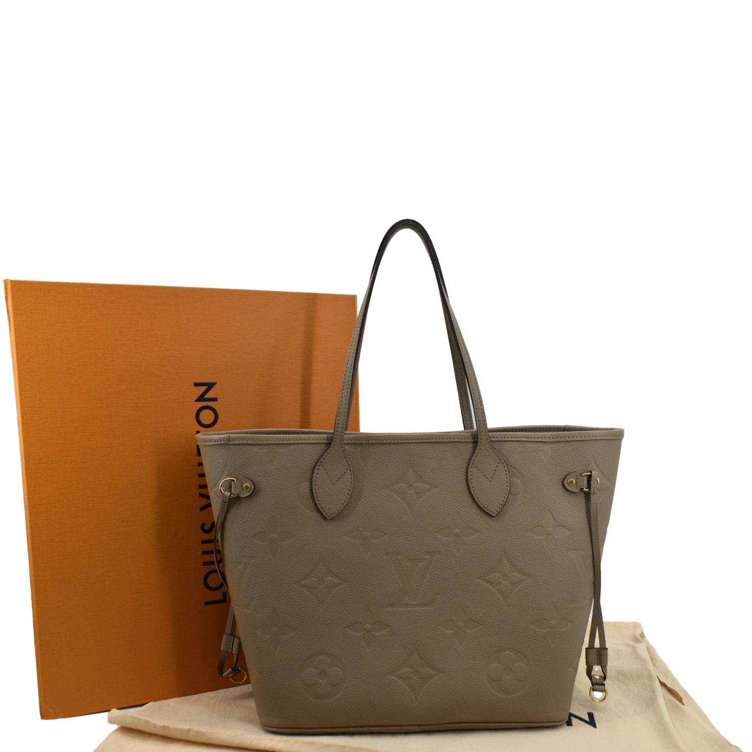 LOUIS VUITTON Neverfull MM Monogram Leather Tote Bag Tourterelle