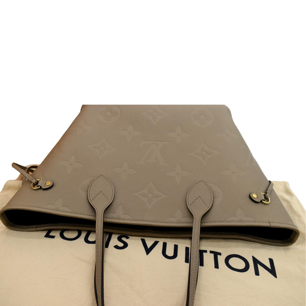 LOUIS VUITTON Neverfull MM Monogram Leather Tote Bag Tourterelle