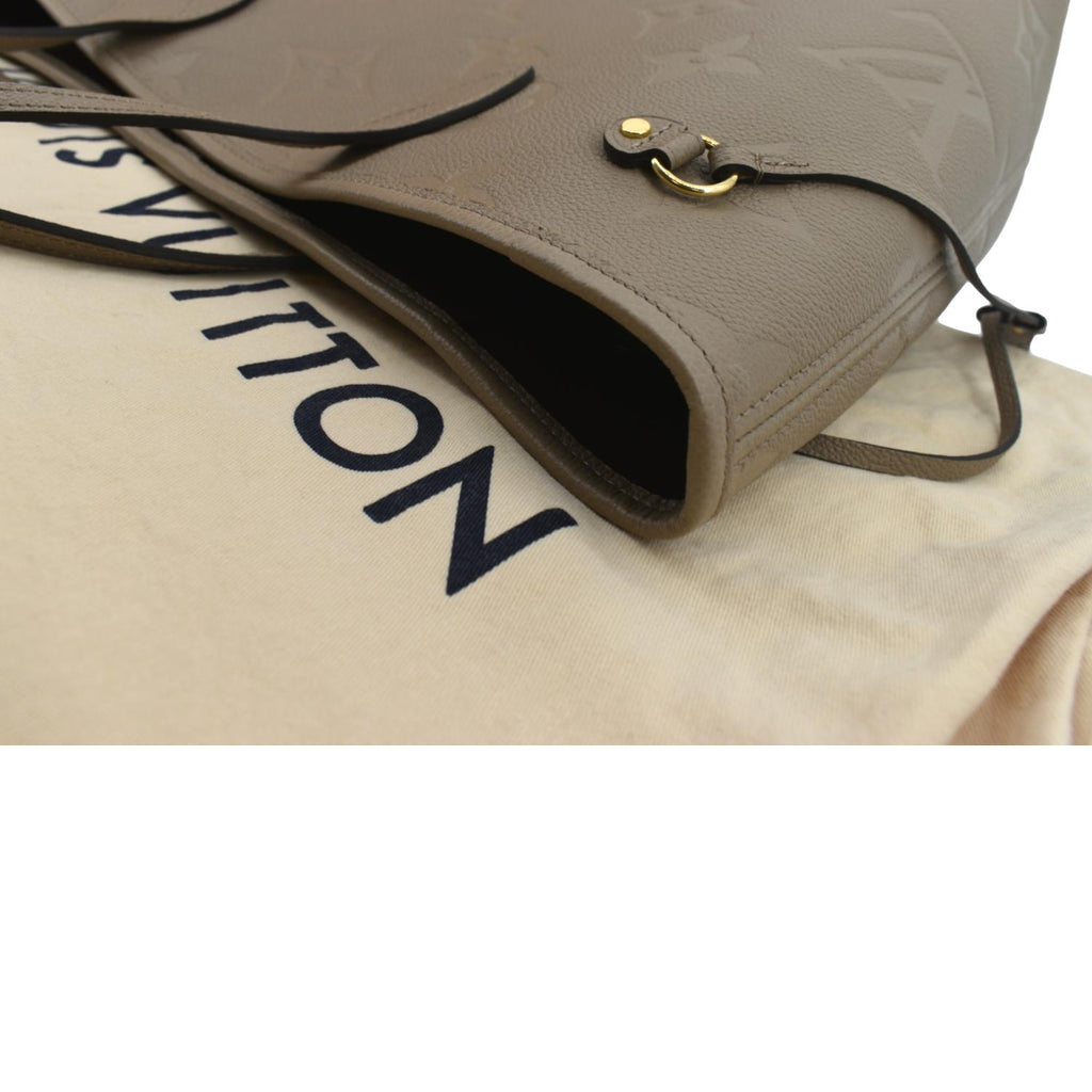 LOUIS VUITTON Neverfull MM Monogram Leather Tote Bag Tourterelle