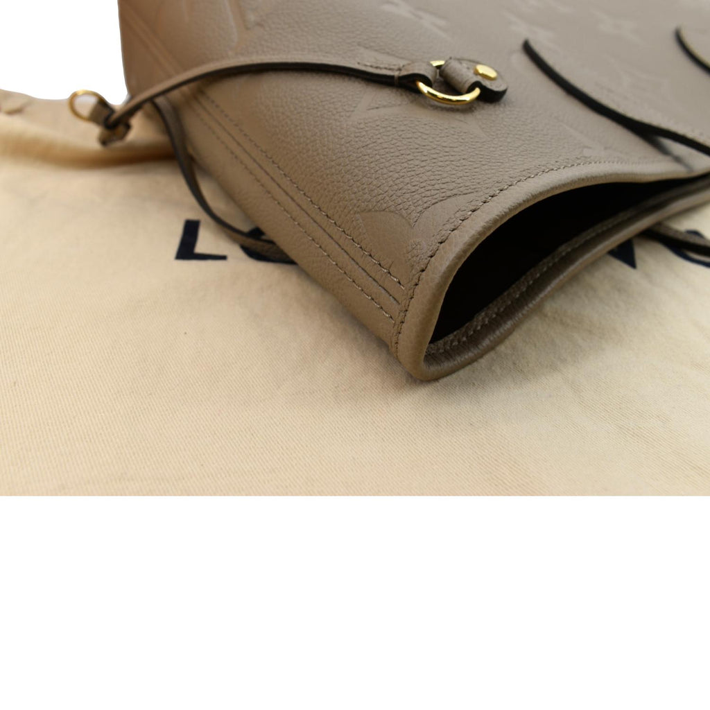 LOUIS VUITTON Neverfull MM Monogram Leather Tote Bag Tourterelle
