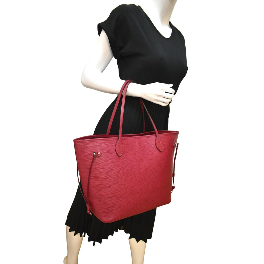 LOUIS VUITTON Neverfull MM Epi Leather Tote Shoulder Bag Maroon