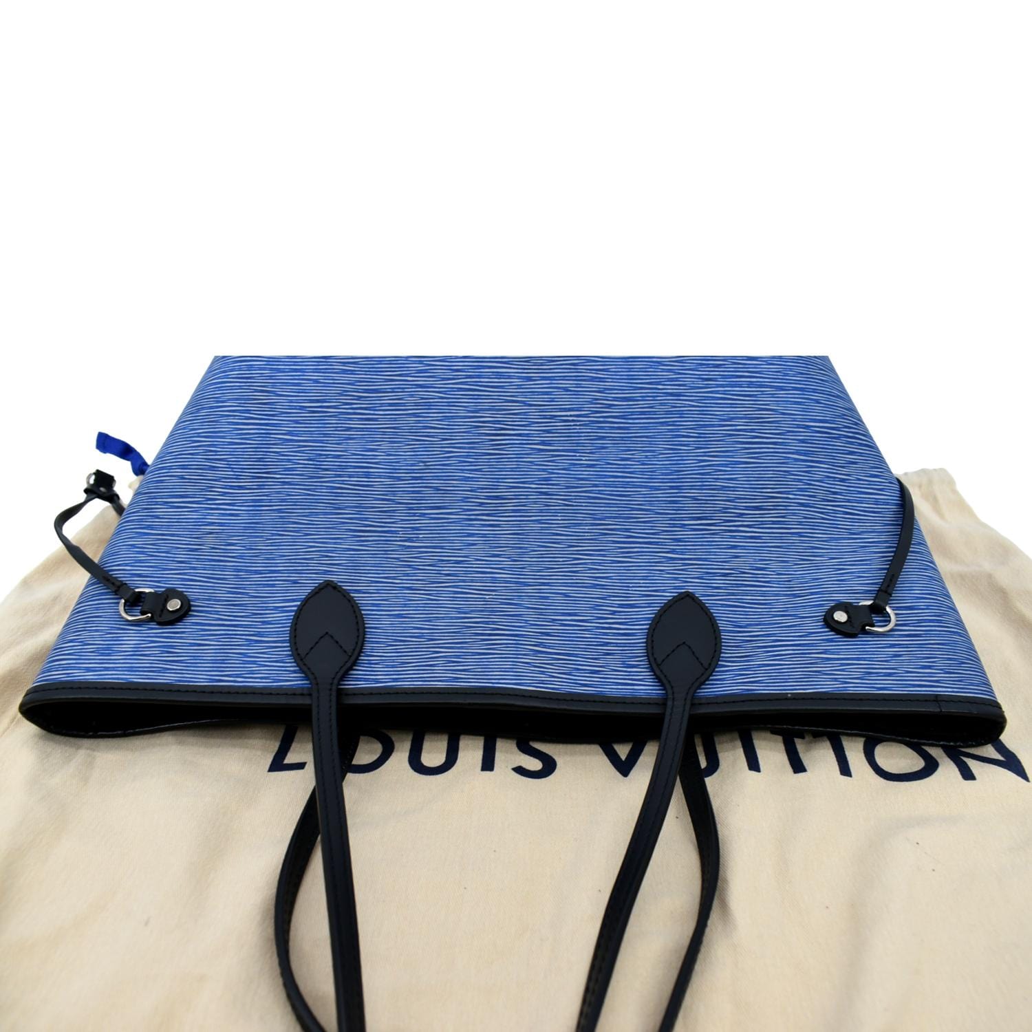 LOUIS VUITTON Neverfull MM Epi Leather Tote Shoulder Bag Blue