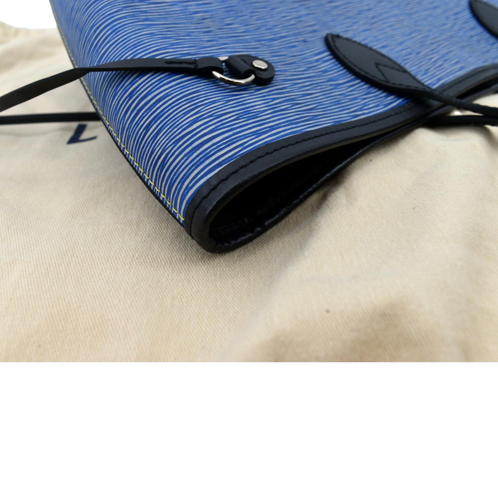 LOUIS VUITTON Neverfull MM Epi Leather Tote Shoulder Bag Blue