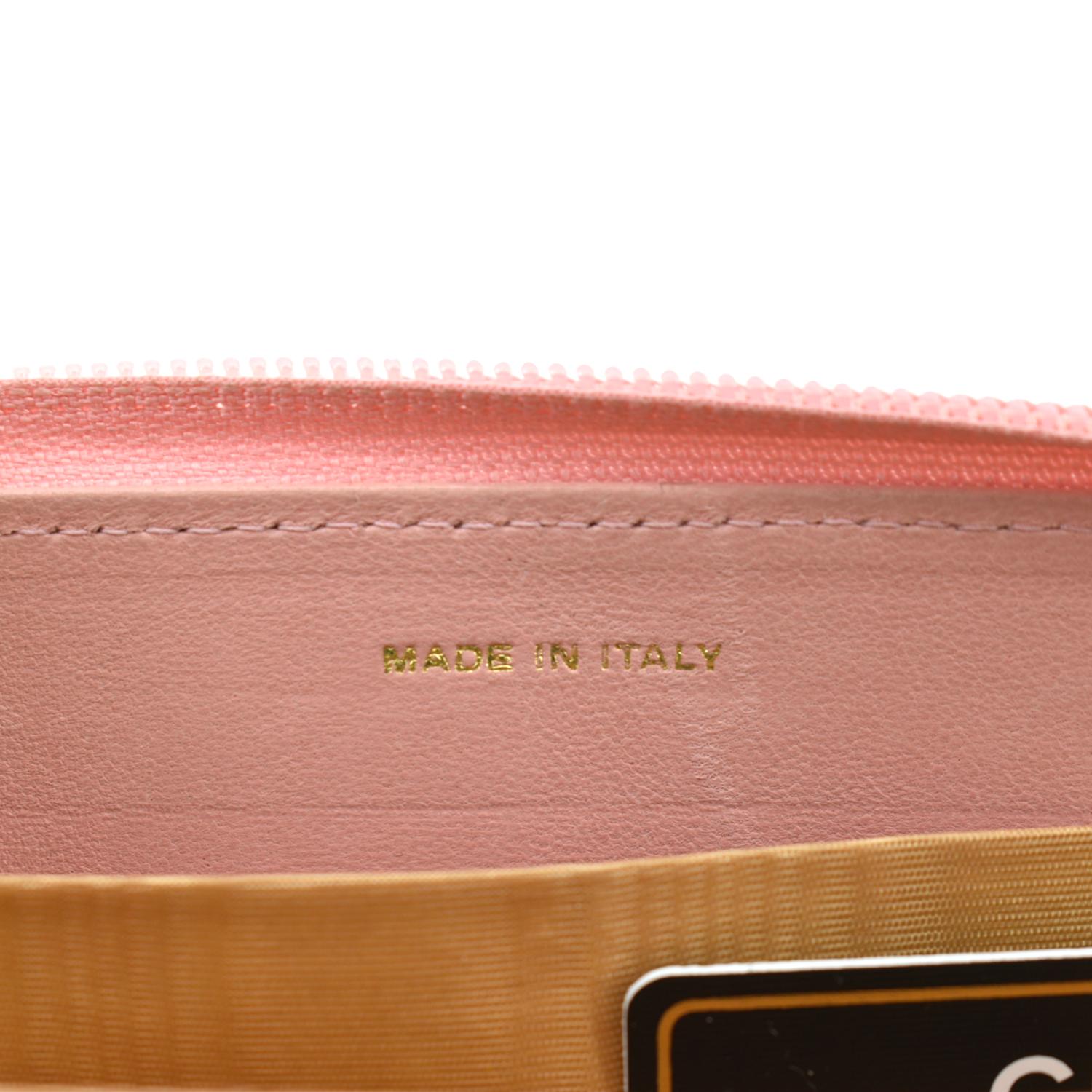 CHANEL CC Timeless Caviar Zip Around Wallet Pink