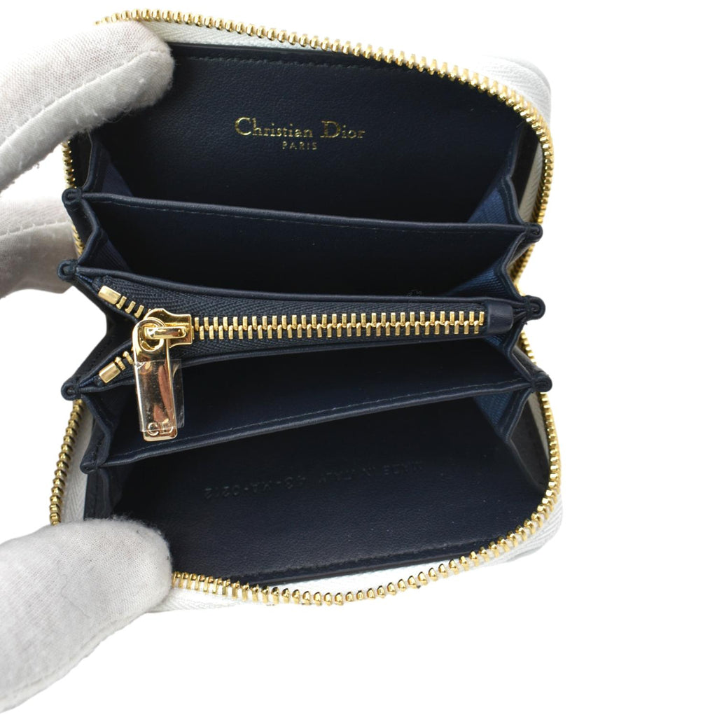 CHRISTIAN DIOR Small Vibe Voyageur Calfskin Leather Card Holder Blue