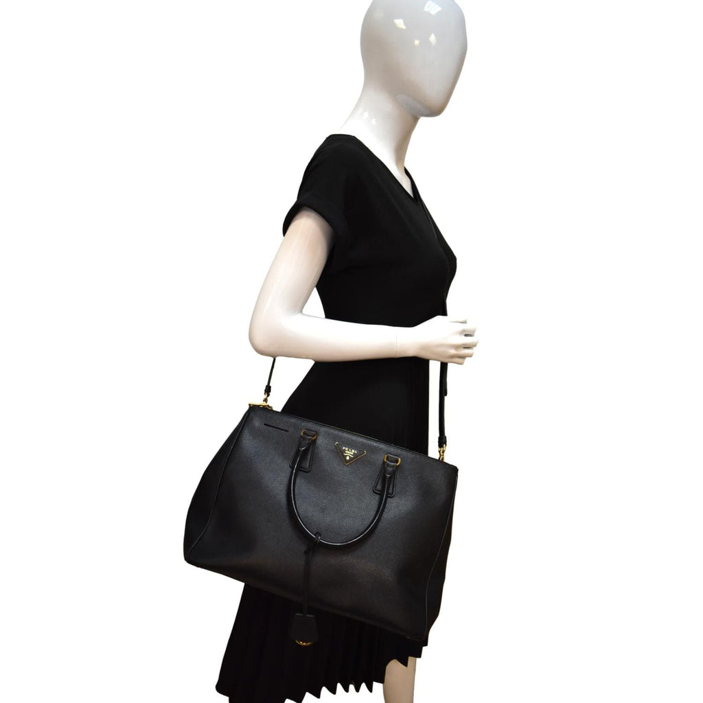 PRADA Galleria Large Saffiano Leather Tote Shoulder Bag Black