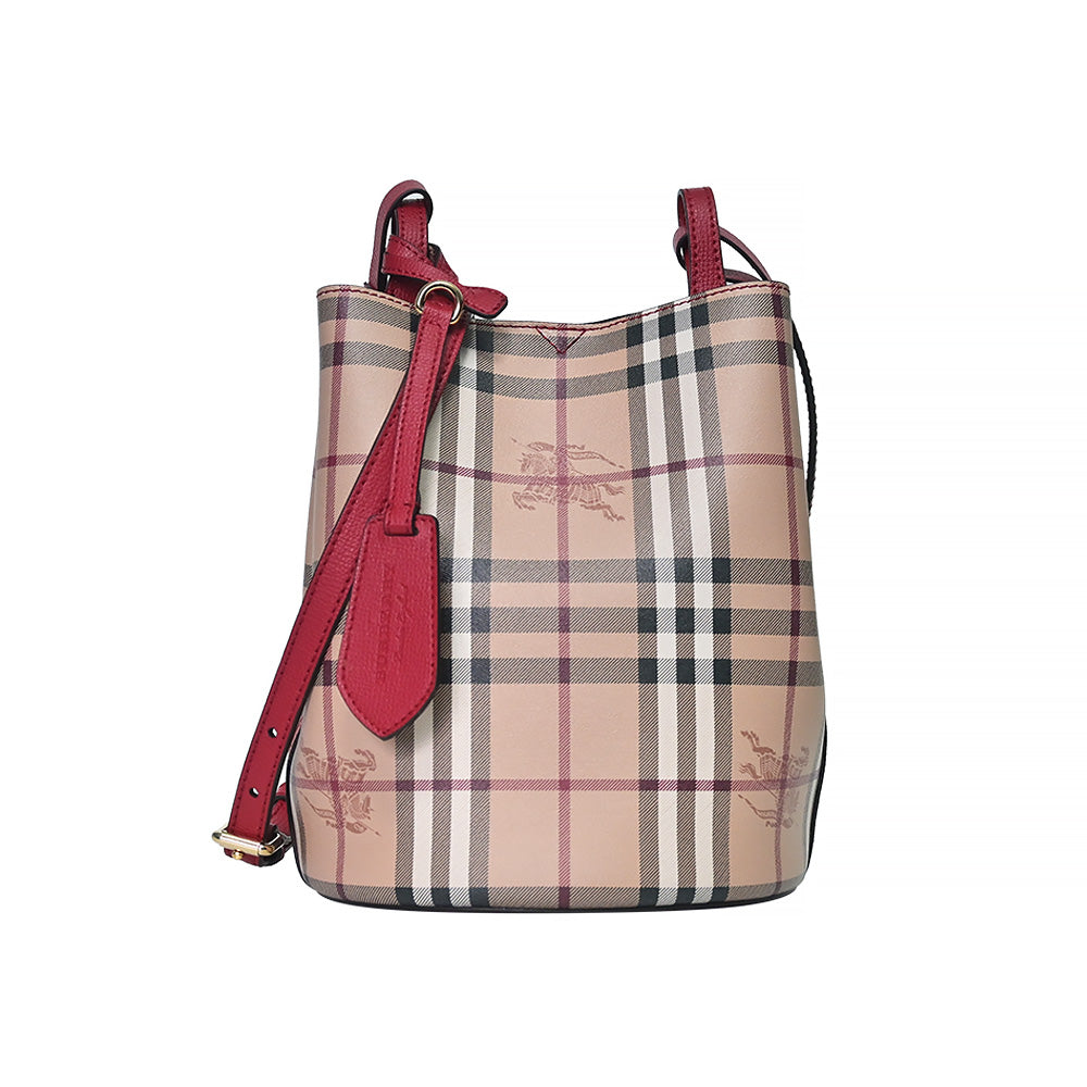 Poppy Red Vintage Check Small Lorne Bucket Bag (Rented Out)