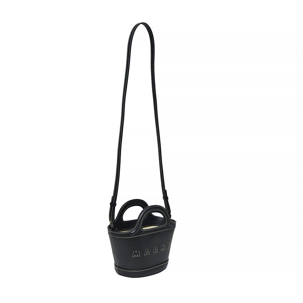 Black Leather Tropicalia Micro Bag (Rented Out)