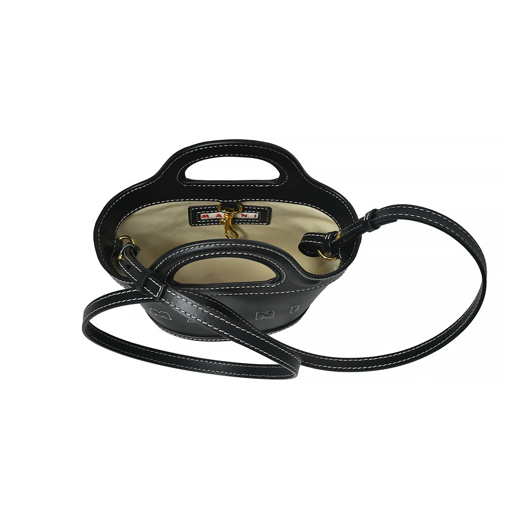Black Leather Tropicalia Micro Bag (Rented Out)