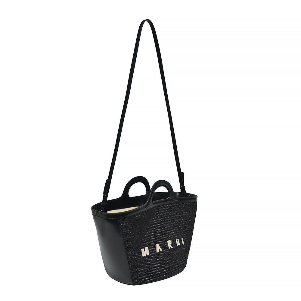 Black Leather and Raffia Tropicalia Small Bag - 2 (Rented Out)