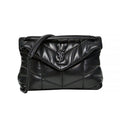 Black Nappa Leather Puffer Small Chain Bag (Black Metal Hardware) (Rented Out)