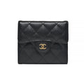 Black Classic Caviar Compact Wallet (Goldtone Metal Hardware)  (Rented Out)