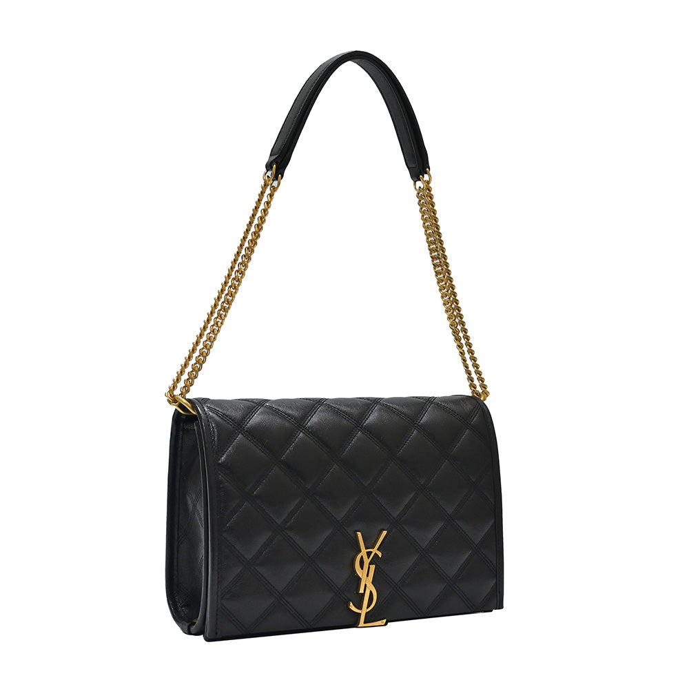Black Becky Quilted Lambskin Mini Chain Shoulder Bag (Rented Out)