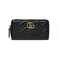 Black Chevron Leather GG Marmont Zip Around Wallet