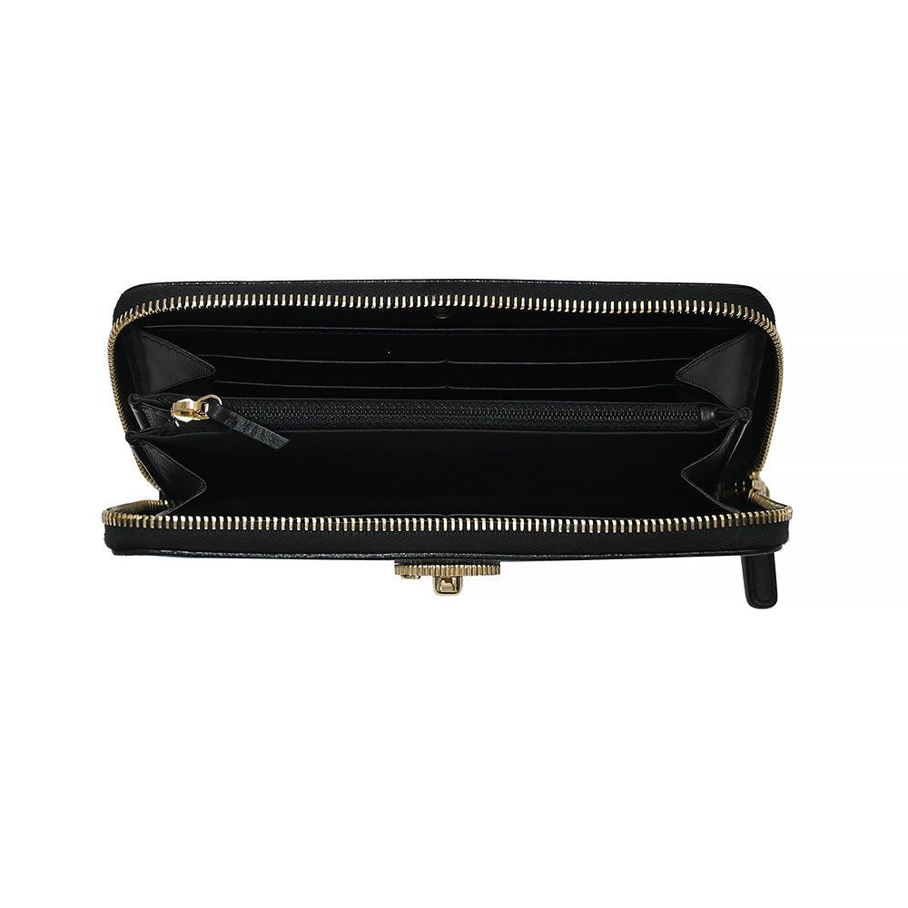 Black CC Logo Nappa Zip Around Wallet