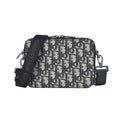 Beige and Black Dior Oblique Jacquard Pouch with Strap (Rented Out)