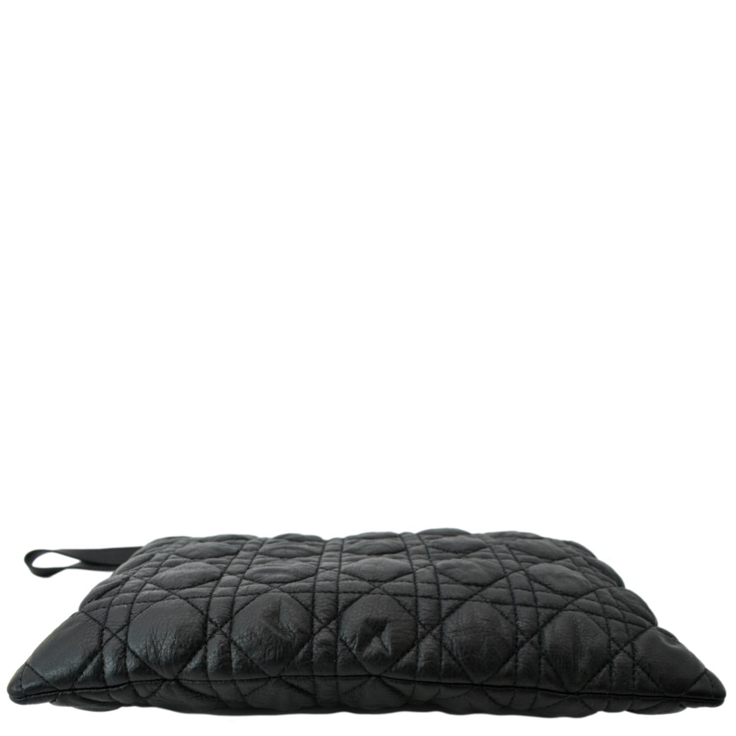 CHRISTIAN DIOR Caro Daily Cannage Calfskin Zipped Pouch Black