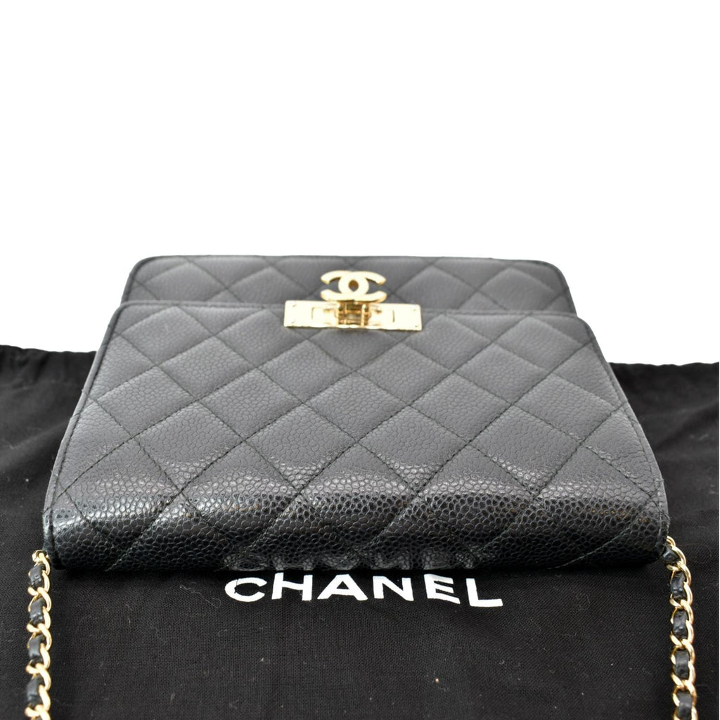CHANEL Golden Class Caviar Leather Wallet on Chain Bag Black