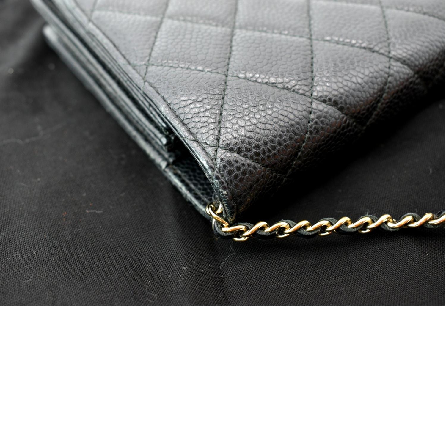 CHANEL Golden Class Caviar Leather Wallet on Chain Bag Black