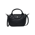 Longchamp Black Le Pliage Cuir Crossbody Bag With Top Handle - 2